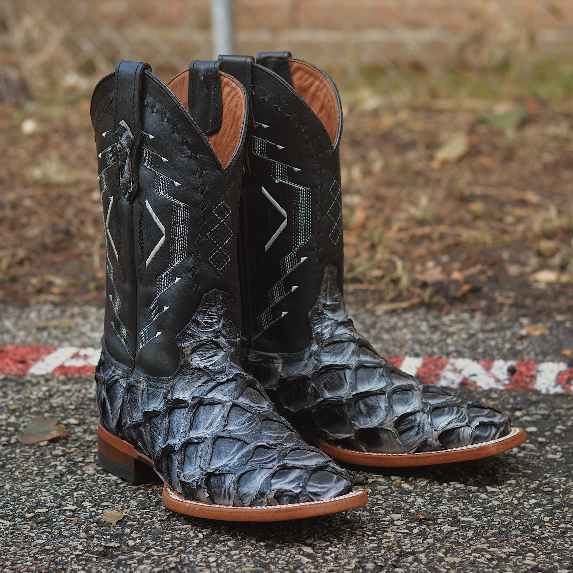 Black fish skin boots